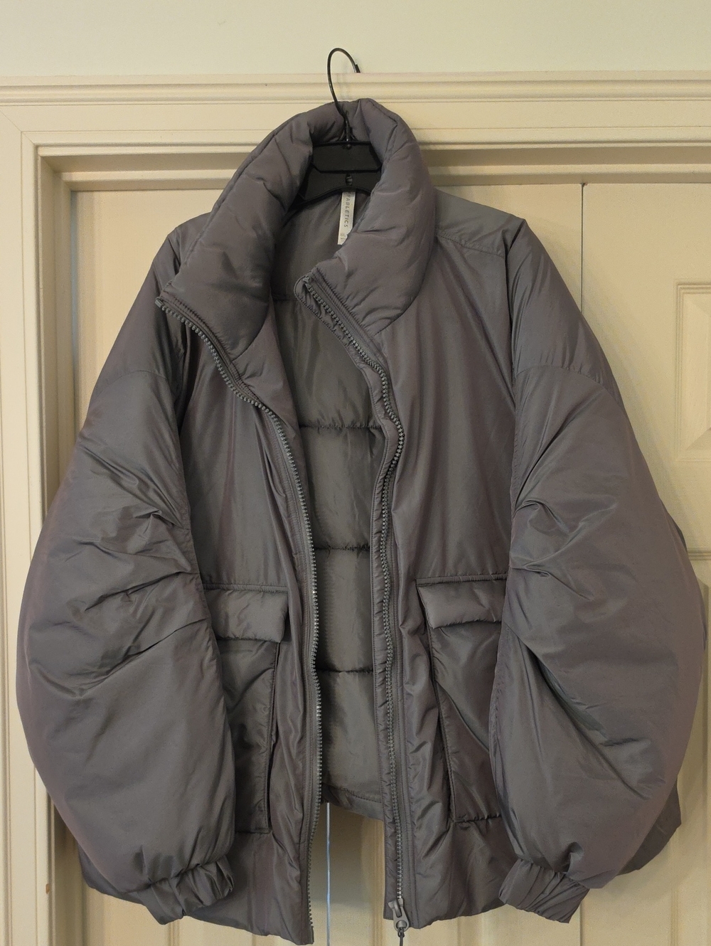 Womens Gray Puffer Jacket - Lightweight Insulated Coat
